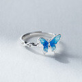 wholesale S990 Sterling Silver Live Streaming Hit Small Fresh Sweet Ins Style Enamel Blue Butterfly Jewelry Y01491-0-3