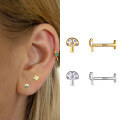 wholesale 925 Sterling Silver Single Mushroom Stud Earrings With Flat Back For Women-0-1