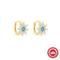 wholesale S925 silver blue opal teardrop zirconia ear hoops with French style and premium elegance-0-0