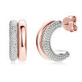 Sterling Silver C-Shaped Chain Semi-Hoop Moissanite Earrings-0-9