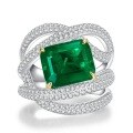 wholesale New 925 Silver 5ct Emerald-Cut High Carbon Diamond Geometric Rhombus Ring Selling Well Across Borders-0-5