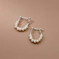 wholesale S925 Sterling Silver U-Shaped Pearl Earrings, Convertible Style for Women, M03162-0-2
