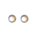 wholesale S925 Sterling Silver Korean Style Iridescent Synthetic Glass Stud Earrings, Simple and Elegant Women's Earrings M02693/M02726-0-4