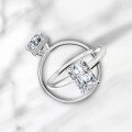 wholesale S925 sterling silver cross-border wholesale 3-carat square-cut moissanite ring for women with high-end luxury silver jewelry accessories-0-1