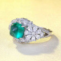 wholesale S925 Silver New Simulated Emerald 7*7mm Sugar Loaf Ring for Women, Daily Fashion Wealthy Style-0-2
