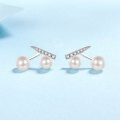 wholesale 925 Sterling Silver New Style Freshwater Pearl Earrings with Micro-Paved Moissanite, Minimalist and High-End Earrings, Ready Stock for Wholesale-0-5