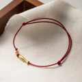 wholesale S925 Silver Fresh Chinese Style Minimalist Design Gold Tone Fish Adjustable Red String Bracelet S7511-0-4