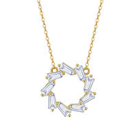 wholesale 925 Sterling Silver Geometric Zircon Jewelry For Women-925 sterling silver, 14K gold, 5A zircon, 40+5cm, 2.72g 925 silver