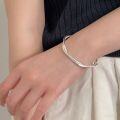 wholesale S925 Sterling Silver Double-Layer Twisted Bangle Women's Korean Dongdaemun New Hot Seller Heavy Duty Minimalist Style Bracelet-0-0