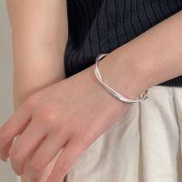 wholesale S925 Sterling Silver Double-Layer Twisted Bangle Women's Korean Dongdaemun New Hot Seller Heavy Duty Minimalist Style Bracelet-Sterling silver