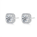 S925 Silver Luxury Square Moissanite Stud Earrings Wholesale Factory-0-3