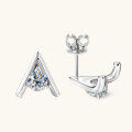 wholesale S925 Sterling Silver Minimalist and Exquisite Small V-Shape Moissanite Stud Earrings for Women, Luxurious and Advanced Sense, Niche and Versatile Silver Ear Jewelry-0-1