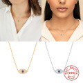 wholesale S925 Sterling Silver Classic Ins-style Blue Eye Pendant with Inlaid Diamonds,-0-1