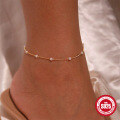 wholesale S925 Sterling Silver Minimalist Pearl Anklet, a Chic and Versatile Korean-inspired Accessory-0-1