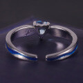 wholesale S925 Silver Designer Open-Ended Couple's Ring Ocean Heart Natural Style Design with Natural Topaz Stone-0-3