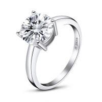 Sterling Silver S925 Classic Ladies' Shimmering Zirconia Proposal Ring, Final Sale.-Style X [Clearance Sale with Free Shipping]  US Size 6