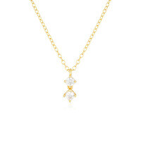 wholesale S925 Sterling Silver Fashion Four-prong Zircon Necklace,ins。-Gold 925 silver