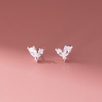 wholesale S925 Sterling Silver Fresh Sweet Ins Style Design Personality Inlaid Diamond Four-Pointed Star Heart Earrings M06042-S925 silver pair silver 925 silver