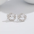 wholesale S925 Sterling Silver Niche-Design Full-Zirconia Stud Earrings for Women, TEMU SheIn Dropshipping Cross-Border New Accessories-0-5