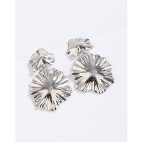 wholesale 925 Sterling Silver Minimalist Advanced Style Lotus Leaf Earrings for Women, Small Design Stud Earrings, Light Luxury Elegant Ear Accessories-Earrings weigh approximately 9.8g per pair - with plastic ear plugs  925 silver