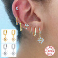 wholesale S925 Sterling Silver Diamond Snowflake Drop Hoop Earrings, French Style Hot Sale Office Wear Accessories-0-2