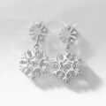 wholesale S925 Sterling Silver Cross-Border New Flexible Snowflake Earrings, Fashionable and Elegant Christmas Snowflake Earrings for Women, Small and Unique Design-0-2