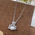 wholesale Fine Silver 999 Maker's Plain Lotus Pendant Necklace, Elegant, Fashionable, Luxurious, Versatile, Minimalist, Casual Collarbone Jewelry-0-2