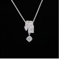 S925 Sterling Silver 22K Gold Plated Moissanite 05ct Snake Chain Necklace with Full Pavé Pendant-0-4