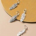 wholesale S925 sterling silver minimalist fashion small feather pendant drop DIY handmade jewelry vintage pure silver accessory-0-1