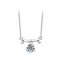 925 Silver Zodiac Pendant with 1-Carat Moissanite Necklace for Women-Libra + Box Necklace  1 Carat (Eight Hearts and Eight Arrows Zirconia)
