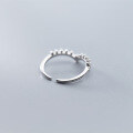 wholesale S925 silver Nalan women's diamond-encrusted V-shaped simple and elegant pearl open ring J6470-0-4