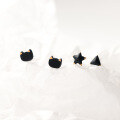 wholesale S925 Sterling Silver Small and Minimalist Black Ceramic Personality Ear Studs for Women, Fashionable Japanese Trendy Ear Accessories M01504-0-2
