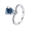 wholesale S925 sterling silver wholesale 2-carat crown teardrop pear-shaped moissanite ring women's jewelry high-end accessories-0-12