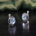 wholesale S925 Sterling Silver Oval Natural Topaz Sky Blue Earrings for Cross-Border European and American Market-0-4