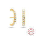 wholesale S925 Sterling Silver C-shaped Half Moon Pearl Earrings with a Minimalist and Luxurious Design-0-0