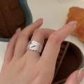 wholesale S925 silver hollow-out leaf ring for women, small and unique, fashionable with a sense of sophistication, feather leaf ring, versatile-0-4