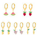 wholesale 925 Sterling Silver Mini Tropical Fruit Ear Clasps, Fashionable Minimalist Creative INS Style Small and Exquisite Cute Earrings-0-0