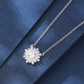 wholesale S925 Sterling Silver Sunflower Necklace for Women, Light Luxury Fashion Small and Exquisite Diamond-Inlaid Snowflake Pendant Collarbone Chain Valentine's Day Gift-0-2