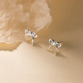 wholesale S925 Sterling Silver Fresh and Sweet Ins Style Small and Unique Design Sense Personality Ribbon Bow Earrings M06174-0-0