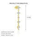 wholesale S925 Sterling Silver Long Fringe Flower Colored Zircon Earrings And French Fashion Ring Set For Women-0-4
