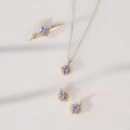 wholesale S925 Silver Plated with 14K Gold, Japanese-style Light Luxury Jewelry, Hollow Design Tanzanite Set by Dunli Jewelry Factory-0-0