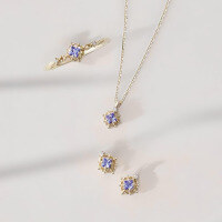 wholesale S925 Silver Plated with 14K Gold, Japanese-style Light Luxury Jewelry, Hollow Design Tanzanite Set by Dunli Jewelry Factory-Tanzanite Ring  Size 7