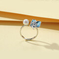 wholesale S925 sterling silver Korean-style new simple and fresh women's ring with shell pearl and butterfly open design-0-1