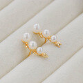 wholesale S925 Silver Plated with 14K Gold, Dunli Jewelry New Simple and Versatile Elegant Pearl Earrings with a High-End Feel-0-1
