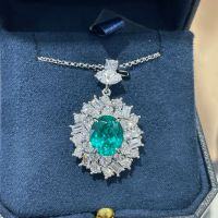 925 Silver Cultivated Paraiba Ring Lab-Grown Gem Source Factory Stock-6-carat Yttrium aluminum garnet pendant necklace  S925 sterling silver plated with gold