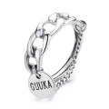 wholesale S925 Sterling Silver Woven Letter Pendant Charm Tassel Chain Ring Trendy Niche-0-4