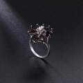 wholesale S925 Sterling Silver Small Niche Design Horse Eye Natural Garnet Ring, Irregular Setting Exaggerated Gemstone Ring-0-1