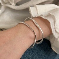 wholesale S925 Sterling Silver Korean Geometric Flat Bead Bracelet for Women, Small and Niche, Light Luxury, Minimalist and Understated Style, Versatile Accessory-Sterling silver