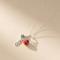 wholesale S925 Sterling Silver Vintage Berry Worry-Free Pendant Minimalist Versatile Enamel Strawberry Flower Pendant Y01325-0-3