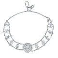wholesale 18k White Gold S925 Silver Plated French Chic Openwork Camellia Bracelet with 4mm Moissanite for Women-0-0